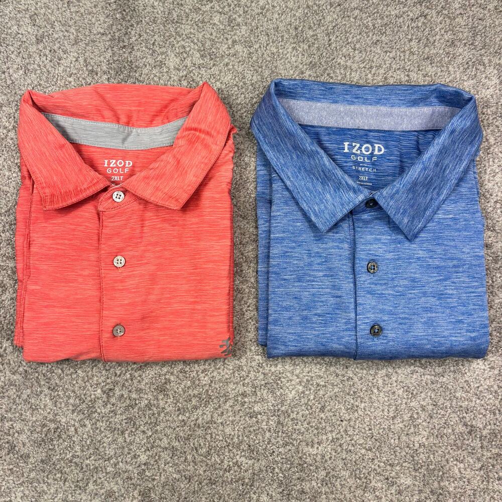 2 IZOD Golf with Stretch Polo Shirts Men's 2XLT